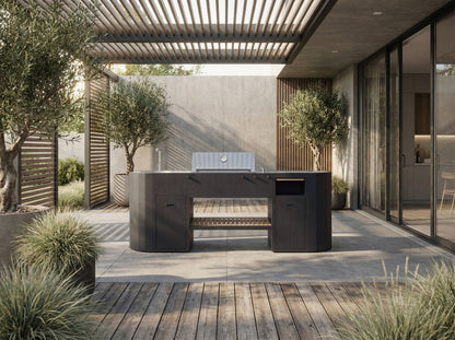 OVO GL outdoor kitchen on a patio under a pergola