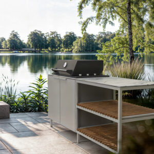 Ribbed Grey, Cabinet 100 open + Cabinet 100 with BBQ